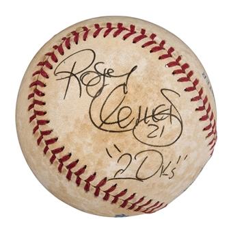1986 Roger Clemens Signed And Inscribed OAL Brown Baseball (JSA)